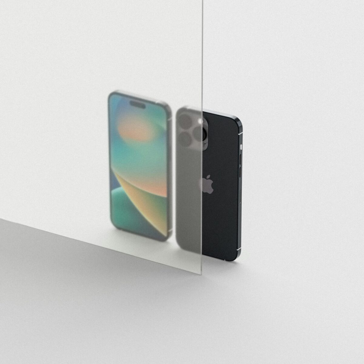 A sleek smartphone reflecting on a glass surface showcasing modern design.